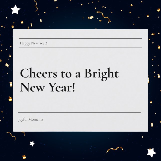 Minimalist Black and White Bright New Year  Holiday Postcard (Creator Uploaded)