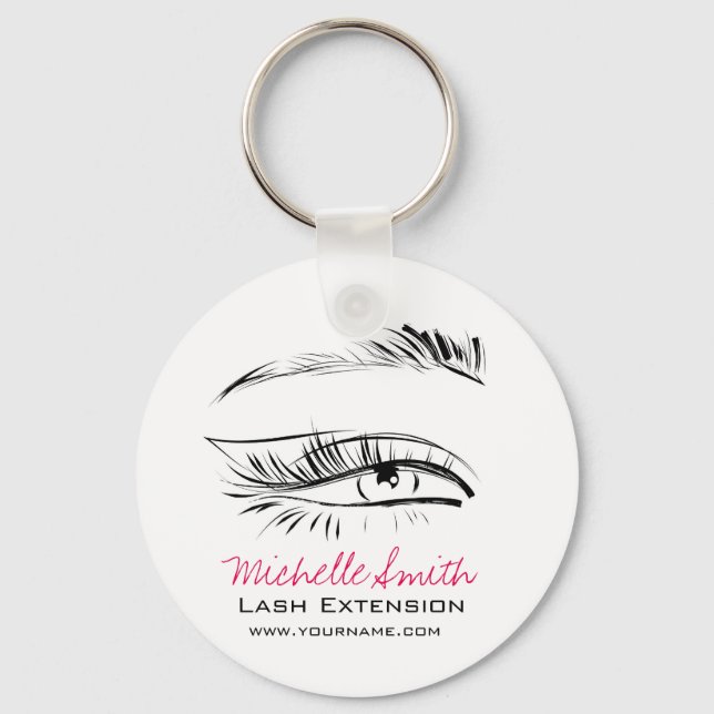 Minimalist Black and White Brow Bar Lash Artist  Key Ring (Front)