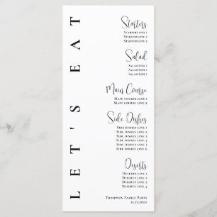 Minimalist Black and White Brunch Dinner Supper Menu