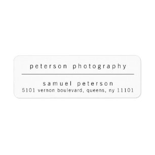 Minimalist Black and White Business Return Address Return Address Label