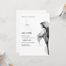 Minimalist Black and White Calla Lily Wedding Invi