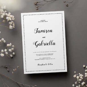 Minimalist black and white calligraphy Wedding Invitation