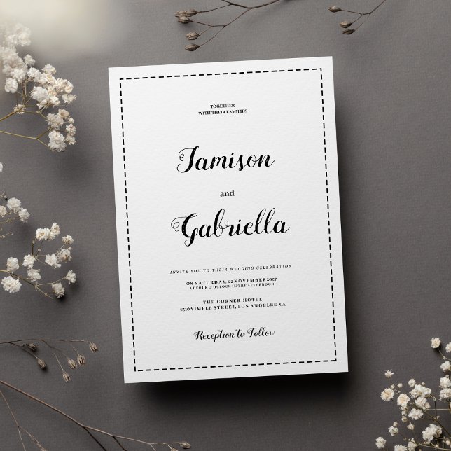 Minimalist black and white calligraphy Wedding  Invitation (Minimalist black and white calligraphy Wedding )