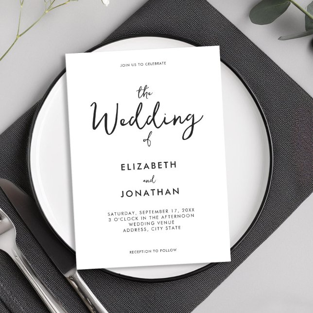 Minimalist Black and White Calligraphy Wedding Invitation (Creator Uploaded)