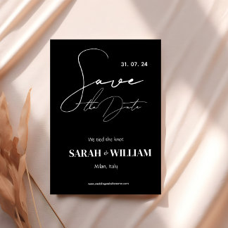 Minimalist Black and White Calligraphy Wedding Save The Date