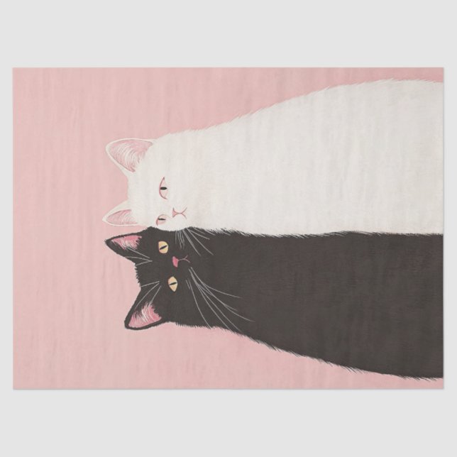 Minimalist Black and White Cat Decoupage Tissue Paper (Front)