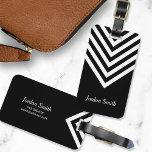 Minimalist Black and White Chevron Luggage Tag<br><div class="desc">Stand out with this stylish black luggage tag featuring a minimalist black and white chevron design. Personalise this tag with your information and for more options such as to change the font and it's size click the "Customise it" button. *Please note that the Zazzle Watermark that appears in the zoom...</div>