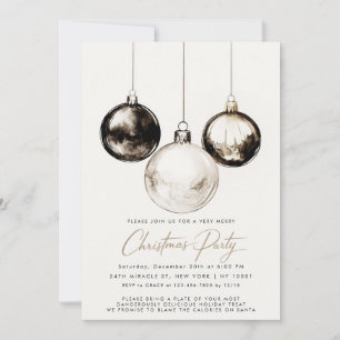 Minimalist Black and White Christmas Party Invitation
