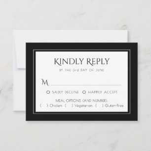 Minimalist Black and White Classic Moder Entree RSVP Card