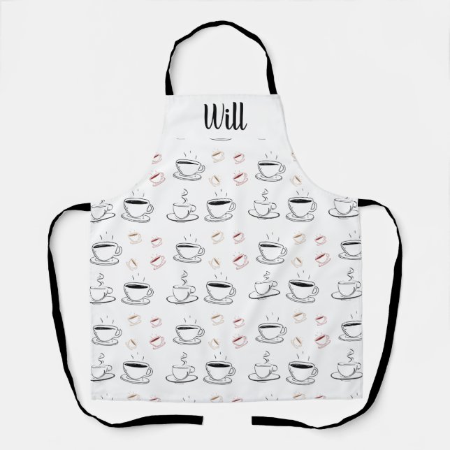 Minimalist Black and White Coffee Mug Apron (Front)