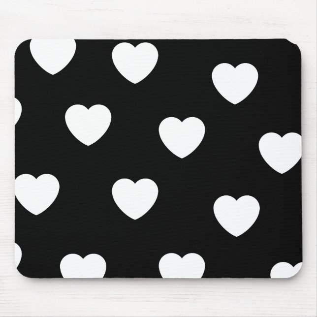 Minimalist Black and White Couple's Cute Valentine Mouse Pad (Front)
