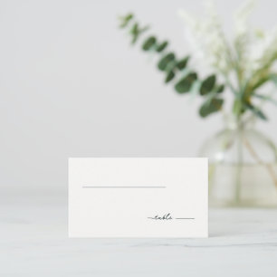 Minimalist Black and White Cursive Place Card