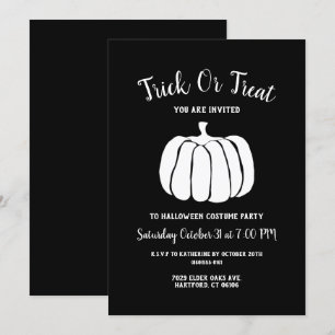 Minimalist Black And White Custom Halloween Party Invitation
