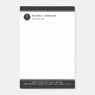 Minimalist Black And White Custom Logo And Text Post-it Notes
