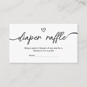 Minimalist Black and White Diaper Raffle Enclosure Card
