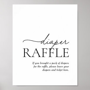 Minimalist Black and White Diaper Raffle Poster