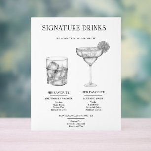 Minimalist Black and White Drink Menu Card Acrylic Sign