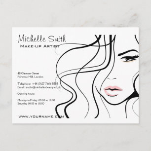 Minimalist Black and White Elegant Feminine Makeup Postcard