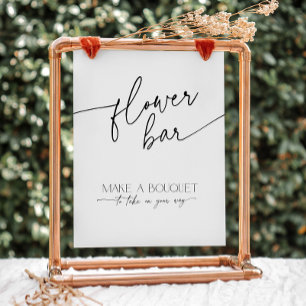 Minimalist Black and White Elegant Flower Bar  Pedestal Sign