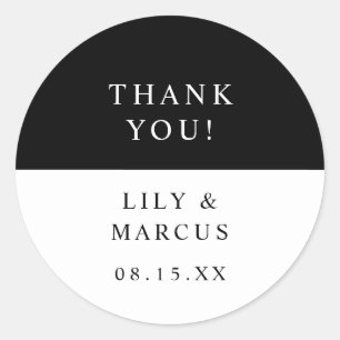 Minimalist Black And White Elegant Wedding Favour Classic Round Sticker