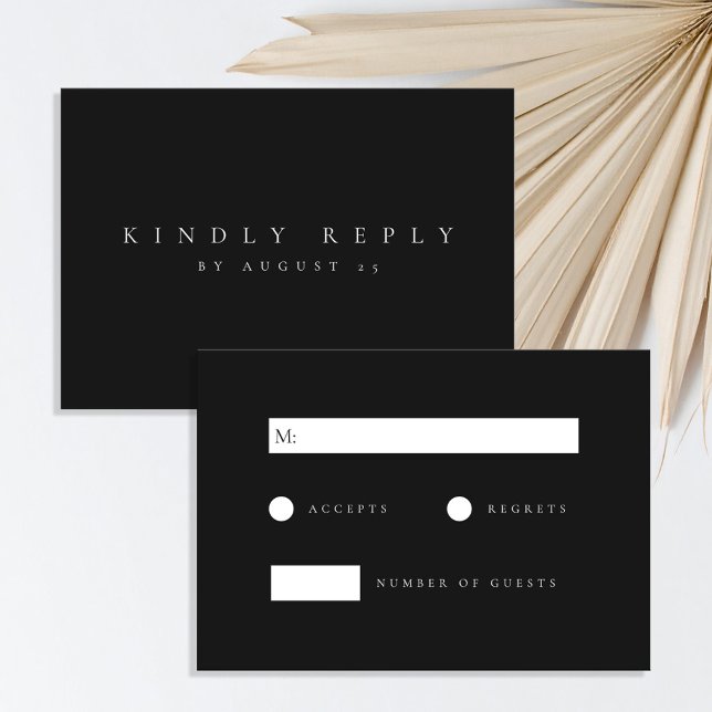 Minimalist Black and White Elegant Wedding RSVP Card (Creator Uploaded)