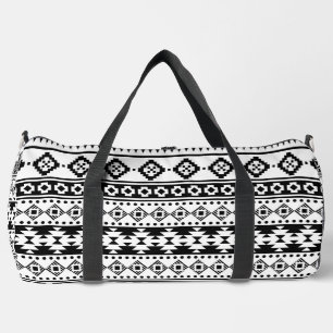 Minimalist Black and White Ethnic Print Duffle Bag