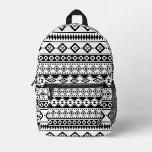 Minimalist Black and White Ethnic Print Printed Backpack