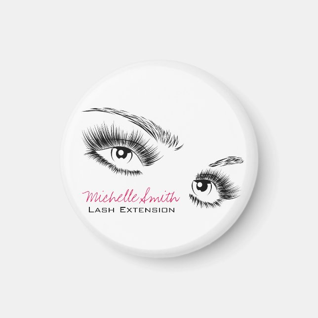 Minimalist Black and White Eyelashes Chic Makeup Magnet (Front)
