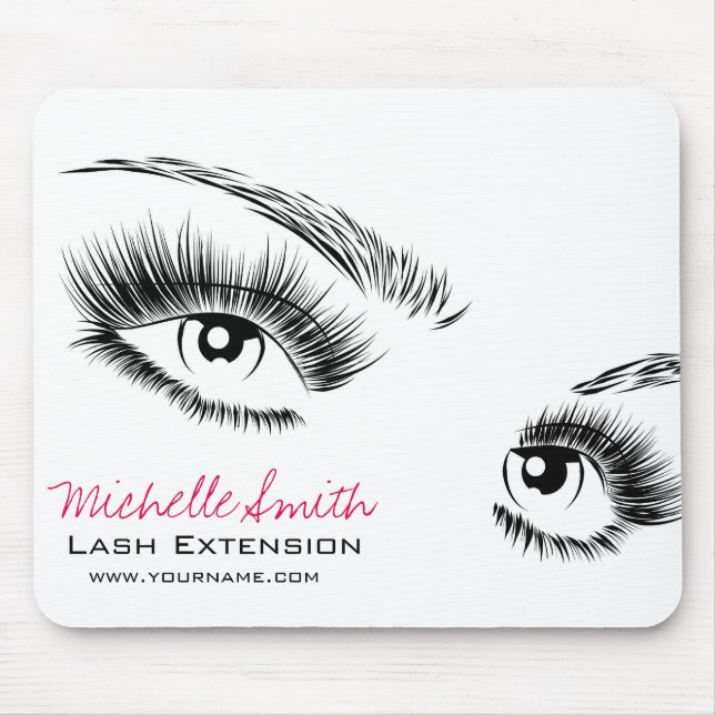 Minimalist Black and White Eyelashes Chic Makeup Mouse Pad (Front)