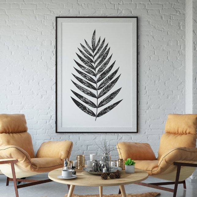 Minimalist Black and White Fern Drawing Poster (Creator Uploaded)