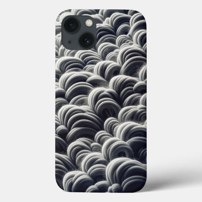 Minimalist Black and White Fiber Flow Phone Case  (Back)