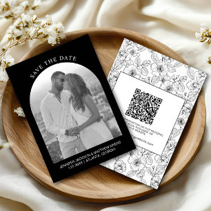 Minimalist Black and White Floral Photo Arch