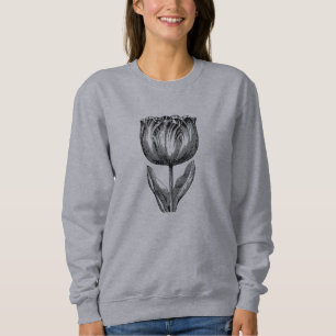 Minimalist Black and White Flower Drawing Sweatshirt