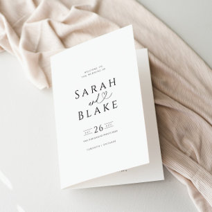 Minimalist Black and White Folded Wedding Program