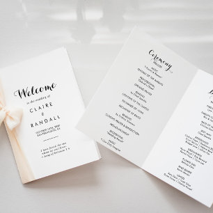 Minimalist Black and White Folded Wedding Program
