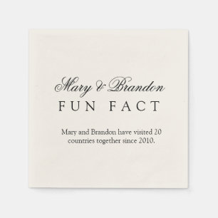 Minimalist Black and White Fun Fact Wedding Napkin