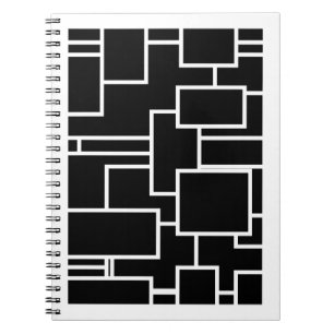 Minimalist Black and White Geometric Block Pattern Notebook