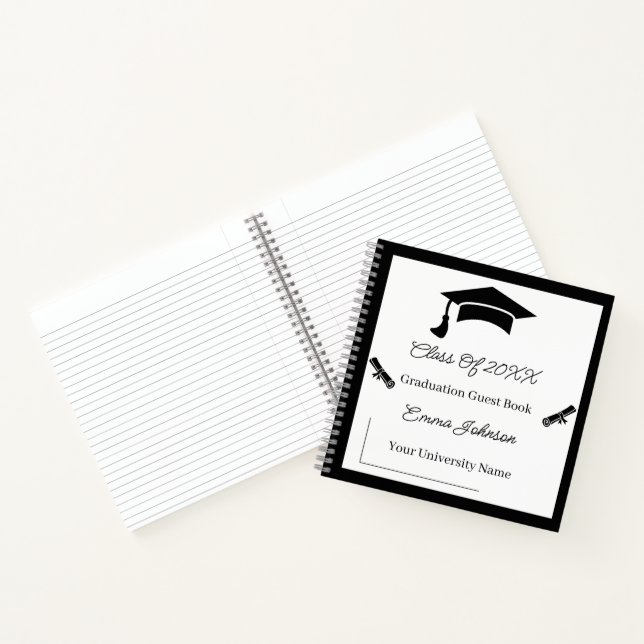 Minimalist Black And White Graduation Customisable Notebook (Inside)