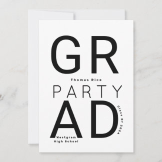 Minimalist Black and White Graduation Invitation