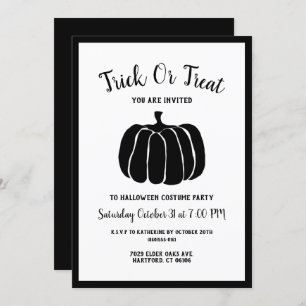 Minimalist Black And White Halloween Costume Party Invitation