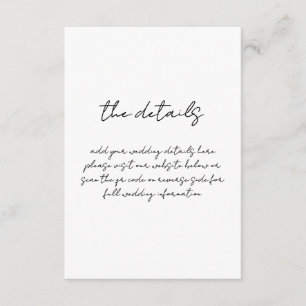 Minimalist Black and White Handwritten Wedding  Enclosure Card