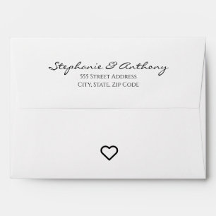 Minimalist Black And White Heart Modern Wedding Envelope