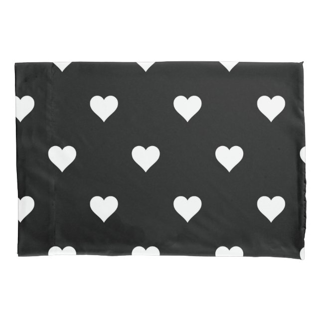 Minimalist Black and White Heart Pattern  Pillowcase (Front)
