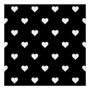 Minimalist Black and White Heart Pattern Poster