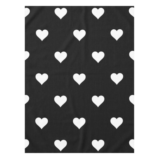 Minimalist Black and White Heart Pattern Tablecloth (Front)