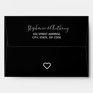 Minimalist Black And White Heart Wedding Envelope