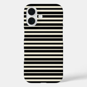 Minimalist Black and White Horizontal Striped iPhone 16 Case