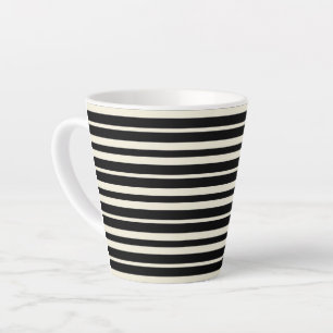 Minimalist Black and White Horizontal Striped Latte Mug