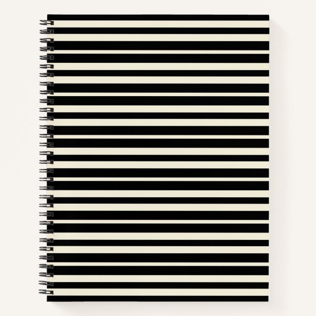 Minimalist Black and White Horizontal Striped Notebook (Front)