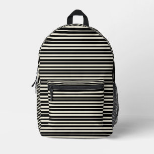 Minimalist Black and White Horizontal Striped Printed Backpack